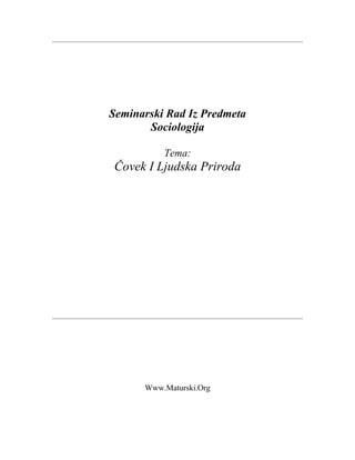 Čovek i ljudska priroda