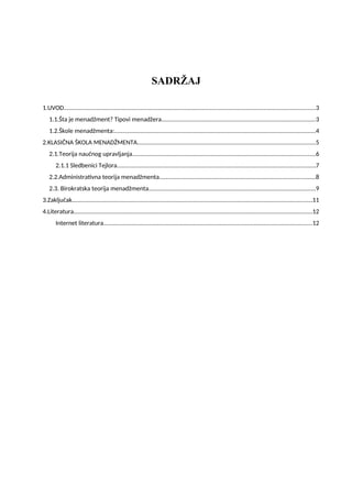 Klasicna skola menadzmenta