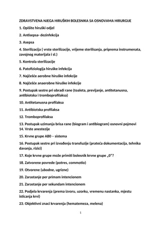 Zdravstvena njega kiruških i onkoloških pacijenata