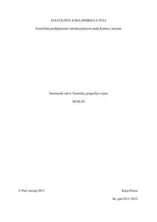 Turistička geografija svijeta – DUBLIN
