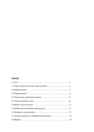 Proteini: struktura, podela i svojstva
