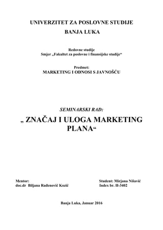 Značaj i uloga marketing plana