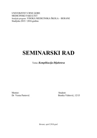 Komplikacija dijabetesa