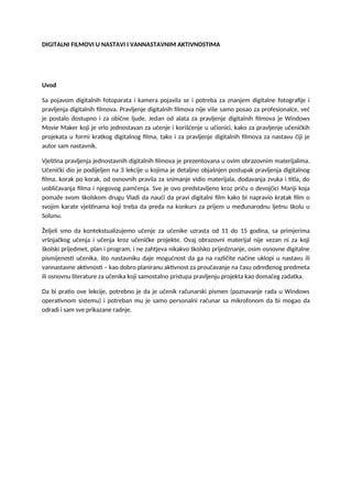 Digitalni filmovi u nastavi i vannastavnim aktivnostima