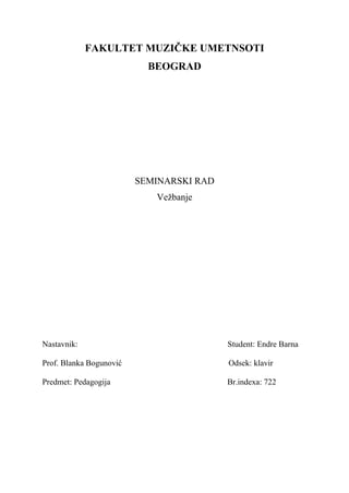Vežbanje: seminarski rad iz pedagogije muzike