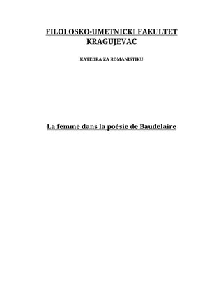 Žena u Bodlerovoj poeziji – La femme dans la poésie de Baudelaire