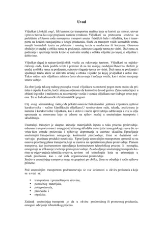 Analiza viljuškara u unutrašnjem transportu i skladištenju