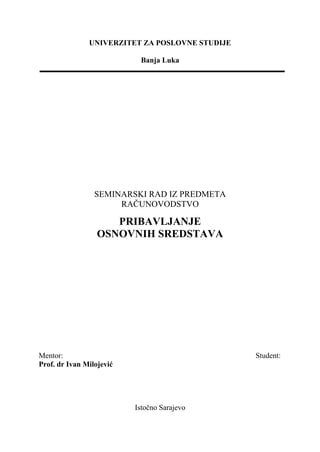 Pribavljanje osnovnih sredstava