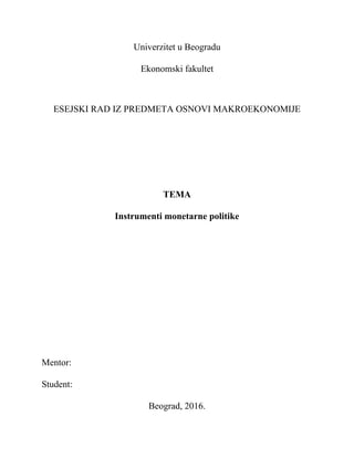 Instrumenti monetarne politike