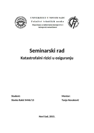 Katastrofalni rizici u osiguranju