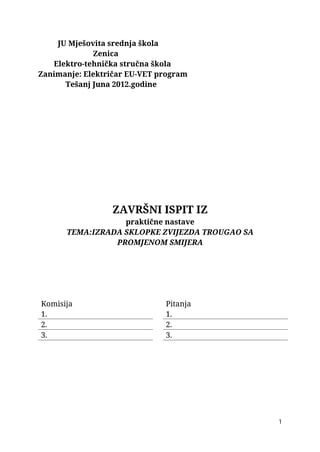 Izrada sklopke zvezda trouga sa promjenom smijera