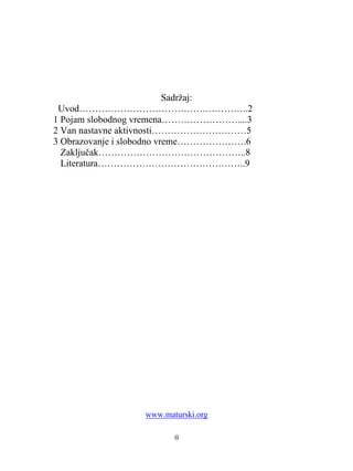 Pojam slobodnog vremena