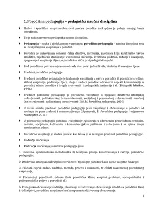 Porodična pedagogija-pedagoška naučna disciplina