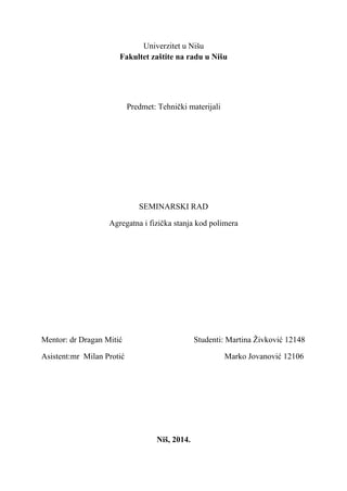 Agregatna i fazna stanja kod polimera