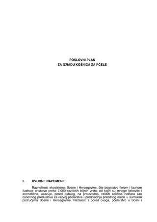 Poslovni plan za izradu košnica za pčele