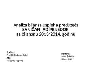 Analiza bilansa uspeha preduzeca