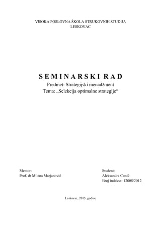 Selekcija optimalne strategije