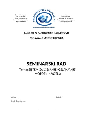 Sistem za vješanje (oslanjanje) motornih vozila