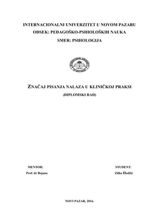 Značaj pisanja nalaza u kliničkoj praksi
