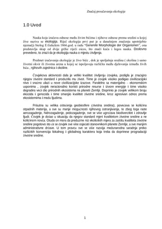 Značaj proučavanja ekologije