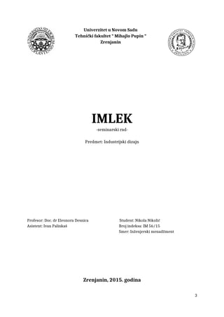 Analiza kompanije Imlek: industrijski dizajn i menadžment