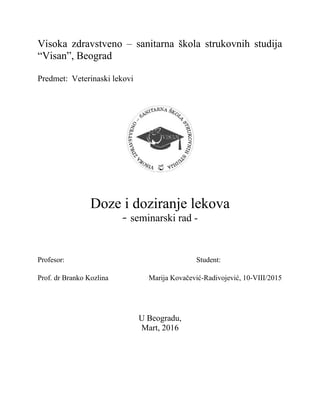 Doze i doziranje lekova