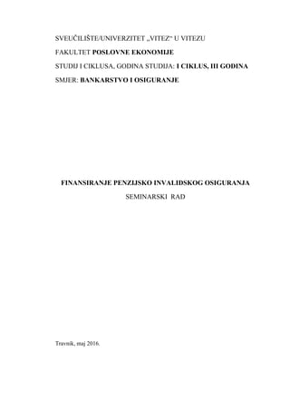 Finansiranje penzijsko invalidskog osiguranja