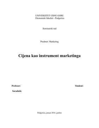 Cijena kao instrument marketinga