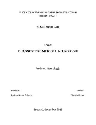 Dijagnosticke metode u neurologiji