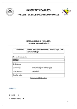 Plan o dostupnosti interneta na bilo kojoj tački zemaljske kugle