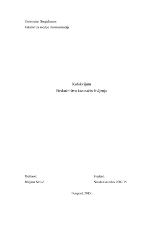 Beskucnistvo kao nacin zivljenja