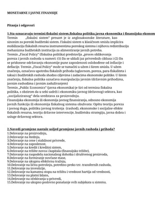 Monetarne i javne finansije