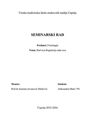 Rad srca: regulacija rada srca