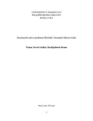 Izvori rizika i bezbednost hrane