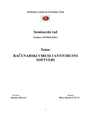 Računarski virusi i antivirusni softveri
