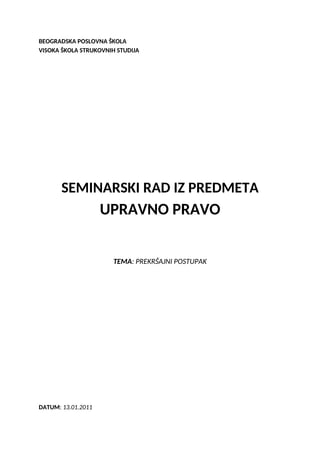 Upravno pravo prekrsajni postupak