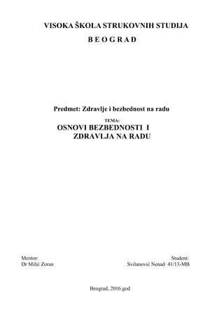 Osnovi bezbednosti i zdravlja na radu