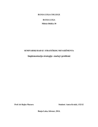 Implementacija strategije