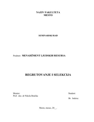 Regrutovanje i selekcija