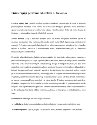 Fizioterapija periferne oduzetosti n. facialis-a