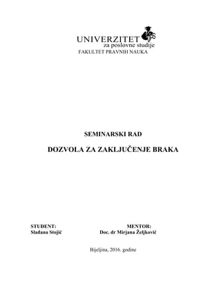 Dozvola za zaključenje braka