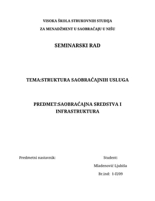 Struktura saobraćajnih usluga