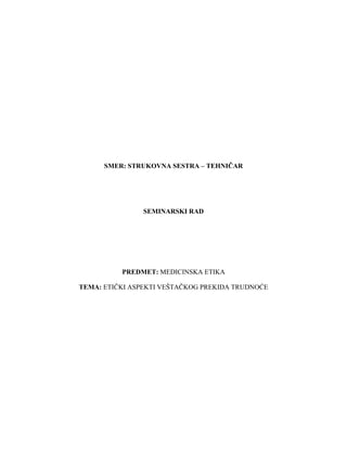 Etički aspekti veštačkog prekida trudnoće