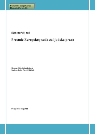 Presude suda za ljudska prava u Strazburu