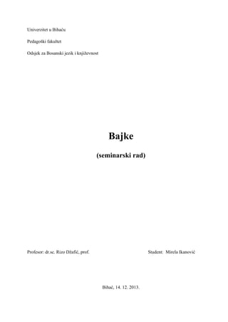 Analiza bajki: pojam, karakteristike i podela