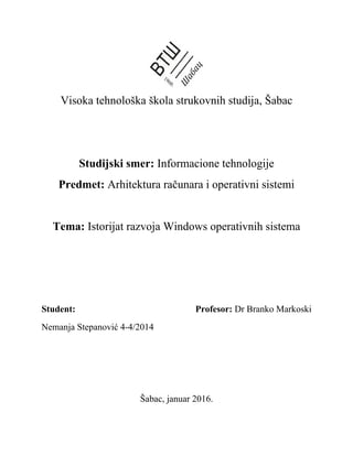 Istorijat razvoja Windows operativnih sistema