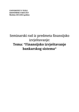 Finansijsko izvještavanje bankarskog sistema