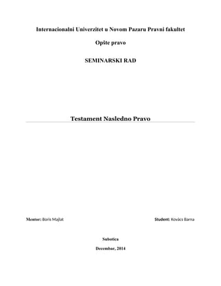 Testament -nasledno pravo