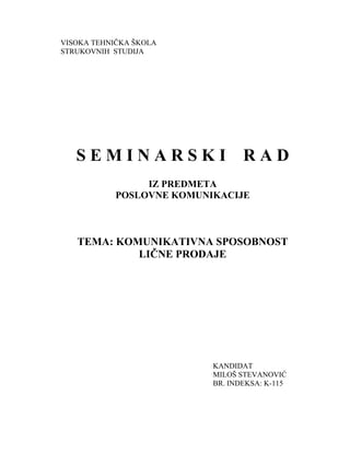 Komunikativna sposobnost lične prodaje