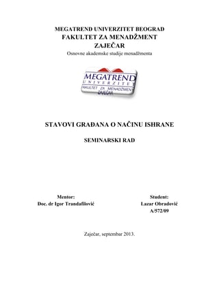 Stavovi gradjana o nacinu ishrane